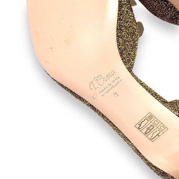 J. Crew Colette d'Orsay Pumps in Lurex Gold Metallic Glitter Heel Women’s Size 9 - Picture 9 of 11